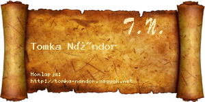 Tomka Nándor névjegykártya